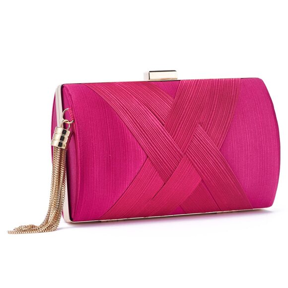 Wеіmᴢс Handbags - 5030 Rose Red Fringed Evening Clutch Bag, 6.9 x 2.8 x 4.5 in